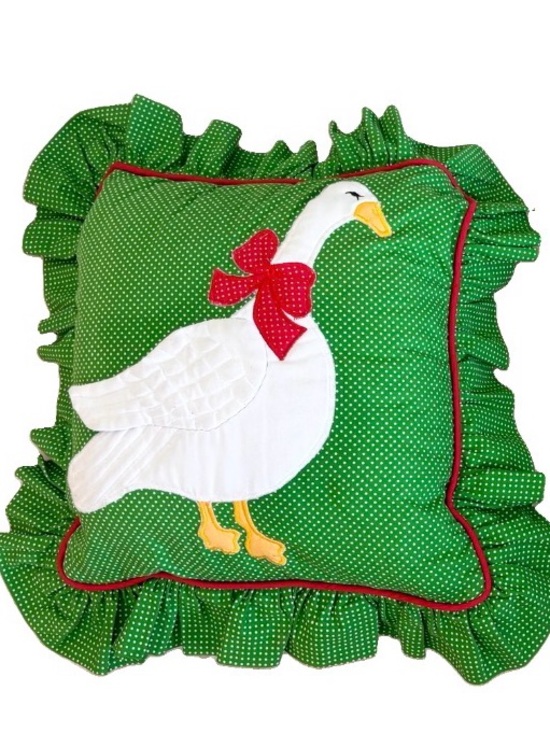 Gingham House Other - Set of Two Vintage Handmade Quilted Goose Pillows Green and White Polka Dot